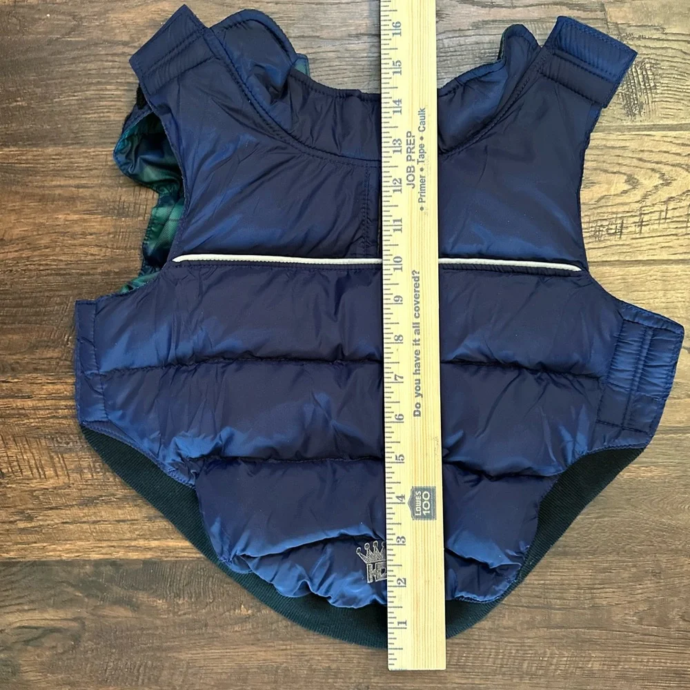 Hip Doggie Navy Plaid Flex-Fit Reversible Dog Coat size large SEE PHOTOS